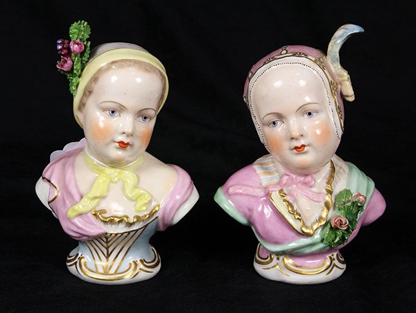 Pair of Continental porcelain busts (1 of 4)