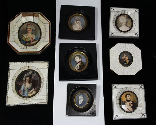 (lot of 8) Framed miniature portrait plaques (1 of 3)