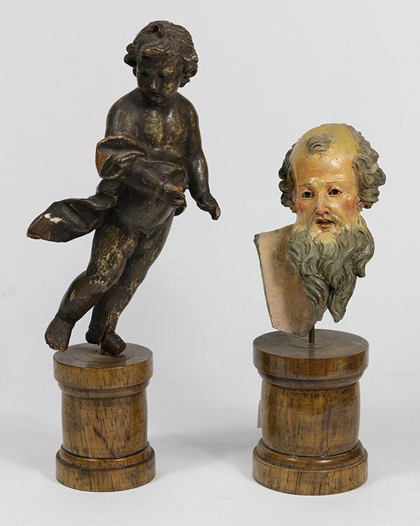 (lot of 2) Continental style polychrome decorated (1 of 2)