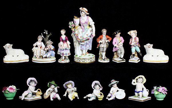 (lot of 16) Continental porcelain figural groups, (1 of 7)