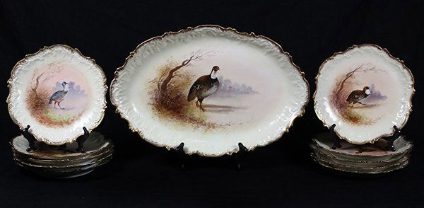 French Limoges porcelain game service, each having a (1 of 3)