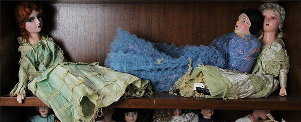 Boudoir dolls, each having painted composition heads on (1 of 1)