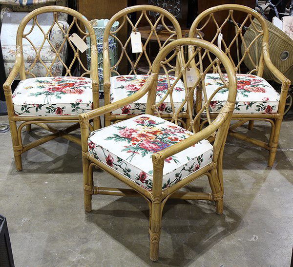 (lot of 4) Mid-Century Modern McGuire style rattan (1 of 1)