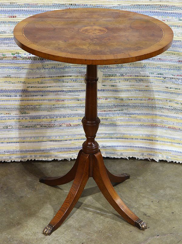 Federal style tea table, having a circular top, and (1 of 2)