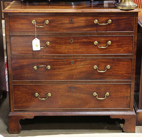 George III style mahogany four-drawer chest, 19th (1 of 2)