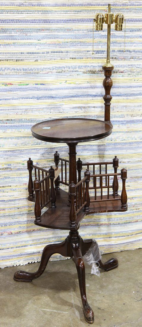 Mahogany book table floor lamp on tripod base (1 of 1)