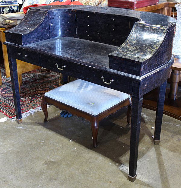 Ebonized desk, the superstructure fitted with six (1 of 1)