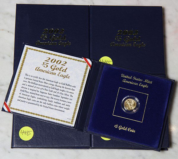 (Lot of 5) 2002 US American Eagle five dollar gold (1 of 1)