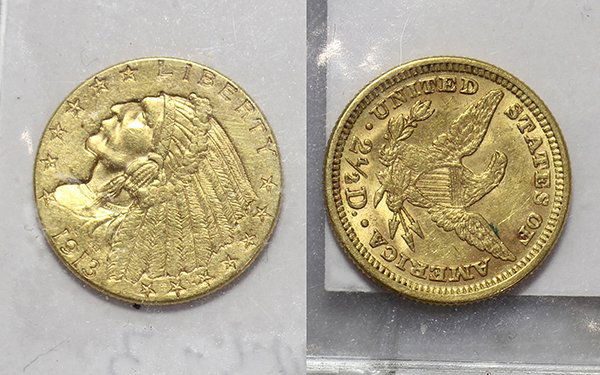 (Lot of 2) US 2 1/2 dollar gold coins: (1) Coronet (1 of 1)