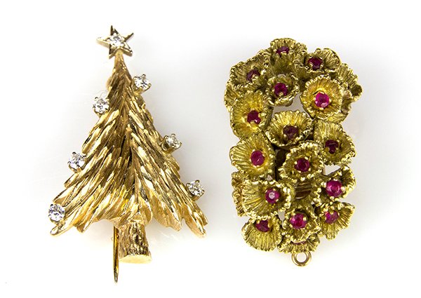 (Lot of 2) Gem and yellow gold jewelry items (1 of 2)