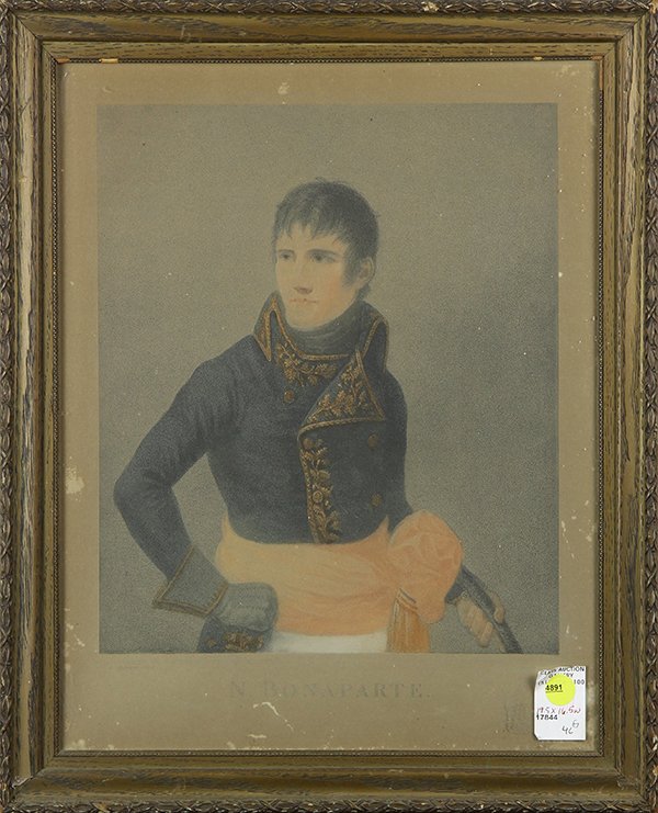 Print, Andrea Appiani, Napoleon Bonaparte: Andrea Appiani (Italian, 1754-1817), "N. Bonaparte," hand-colored mezzotint, overall (framed): 19.5"h x 16.5"w. Provenance: Thomas Livingston Antiques, San Francisco & Berkeley, CA