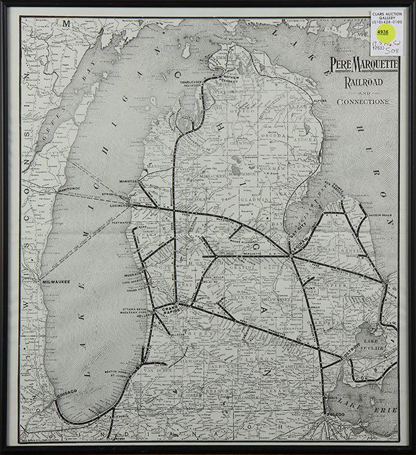 Copper Engraved Map of Pere Marquette Railroad and (1 of 1)