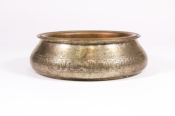 Tiffany Studios: Tiffany Studios, New York, patinated bronze fernery, having a copper liner, the body with geometric banding, underside stamped "Tiffany Studios, New York, 1727", 3"h x 9"dia.