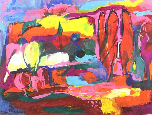 Watercolor, Circle of Charles Lapicque: Circle of Charles Lapicque (French, 1898-1988), Passage Abstraite, gouache on paper, bears signature lower left, overall (unframed): 15"h x 20.5"w