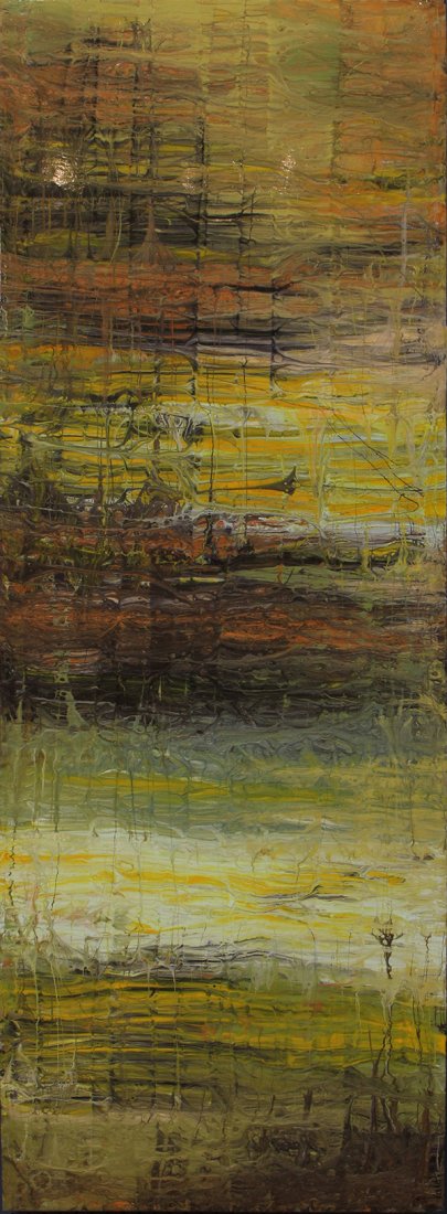 Contemporary Epoxy Resin Painting: American School (Contemporary), Running Paint, oil and epoxy resin on board, signed "Kenneth," lower right, overall: 79"h x 27.75"w