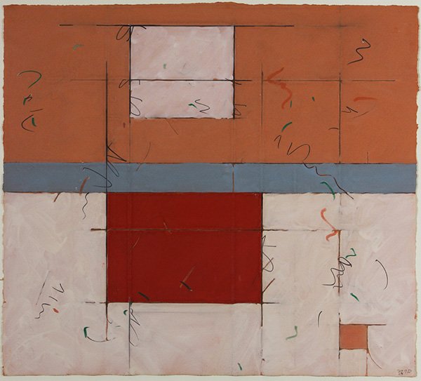 Print and Watercolor by Richard Shaw and Laurent: (lot of 2) Laurent Sarlette (American, b. 1945), "Horno #9D," 1979, gouache and pastel on paper, initialed in pencil, dated, and titled lower left, gallery label (John Berggruen Gallery, San Francisco