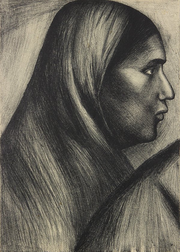 Print, Jose Clemente Orozco: Jose Clemente Orozco (Mexican, 1883-1949), Native American Woman, lithograph, pencil signed lower right, edition 45/100, image: 14"h x 10"w, overall (with frame): 24"h x 20"w