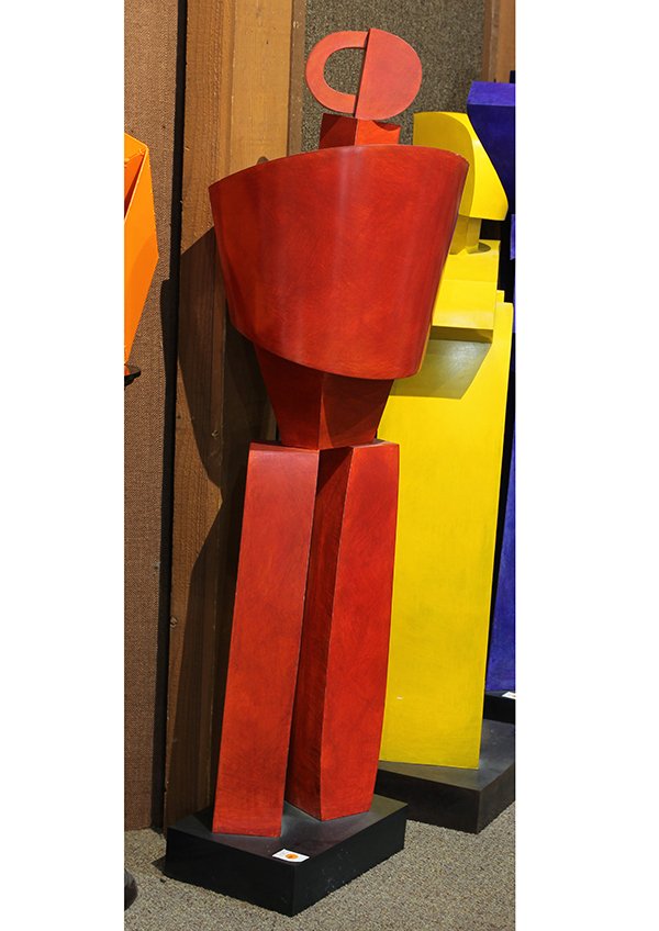 Sculpture by Julie Speidel: Julie Speidel (American, b. 1941), Red Echo, bronze sculpture, overall (with base): 51"h x 15"w x 13.5"d.