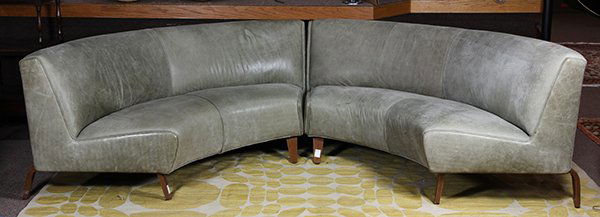 (lot of 2) Mid-Century Modern Thonet sofas: (lot of 2) Mid-Century Modern Thonet sofas, originally from the first class lounge of the Municipal Airport Bldg. Charlotte North Carolina., porportedly designed by Russel Wright, each reupholstered i