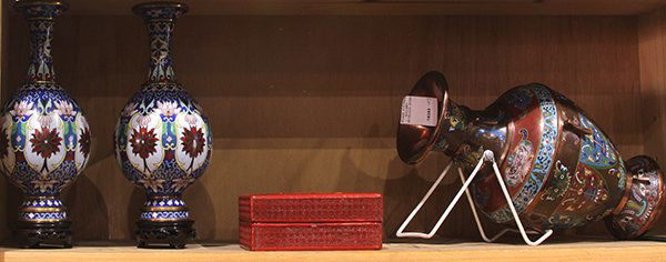 Chinese Cloisonne Vases/Cinnabar Box (1 of 1)