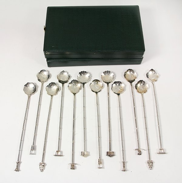 Japanese sterling silver figural iced tea spoons, 7.62 (1 of 3)