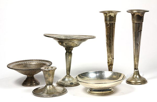 American sterling silver weighted bud vases, compotes, (1 of 4)