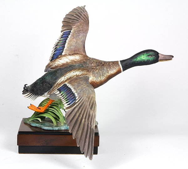 Royal Worcester porcelain Mallard (drake) in flight by (1 of 3)