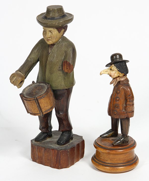 (lot of 2) Continental folk art carving group (1 of 2)