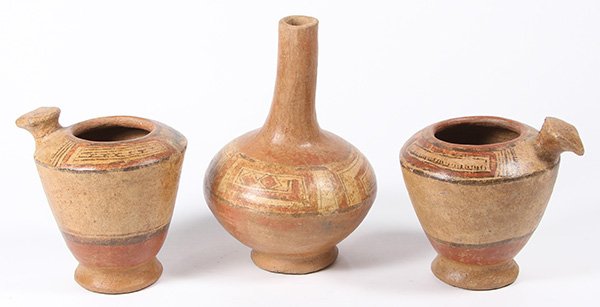 (lot of 3) Pre Columbian style polychrome decorated (1 of 1)