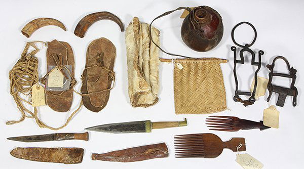 (lot of 11) Group of ethnographic artifacts, made and (1 of 2)
