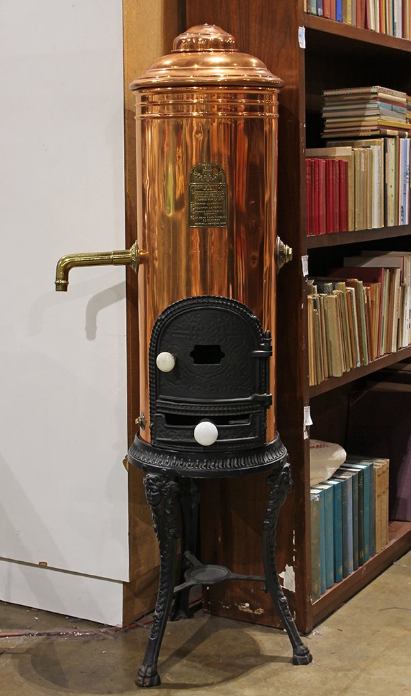 French wood or coal burning water heater, executed in (1 of 2)