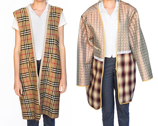 (lot of 2) Burberrys wool zipper coat lining, together (1 of 3)