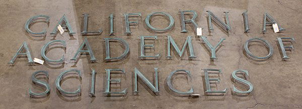 Patinated bronze letters C, A, L, I, each 14"h, (1 of 2)