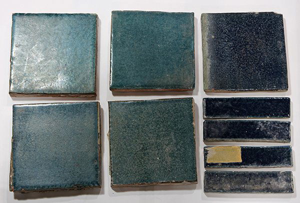 (lot of 200+) Vintage moslty green field ceramic tiles (1 of 2)