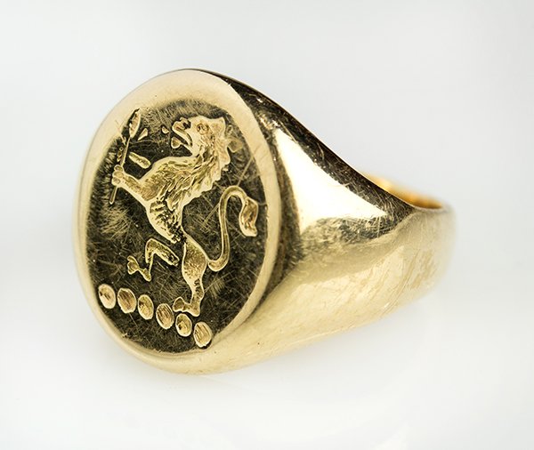 14k yellow gold crested signet ring (1 of 3)