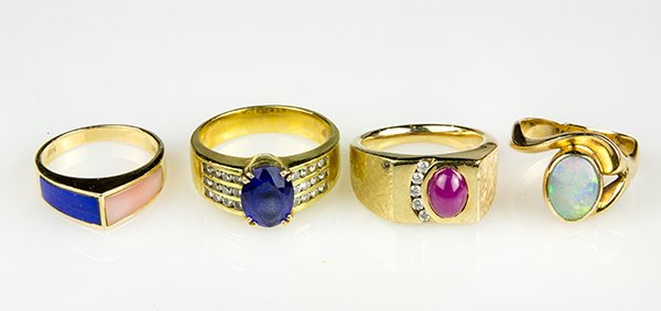 (Lot of 4) Multi-stone and yellow gold rings (1 of 2)