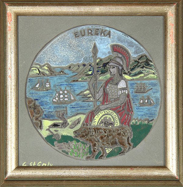 Eureka and Bird, glazed ceramic tiles (1 of 2)