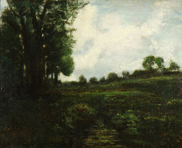 Painting, William Keith: William Keith (American, 1838-1911), Passing Clouds, oil on canvas, signed lower left, canvas: 18"h x 22"w, overall (with frame): 29.25"h x 33.5"w