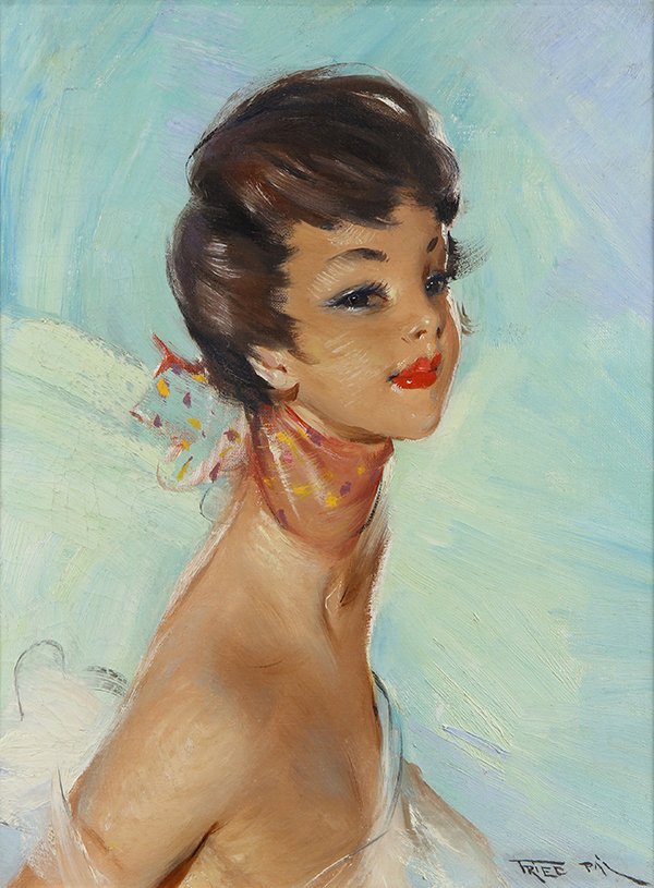 Painting, Pal Fried: Pal Fried (American/Hungarian, 1893-1976), Portrait of a Lady, oil on canvas, signed lower right, canvas: 24"h x 20"w, overall (with frame): 21.5"h x 18.25"w