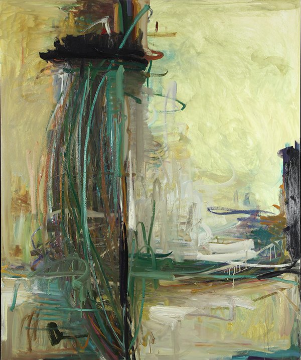 Painting, Tom Lieber, Endow: Tom Lieber (American, b. 1949), "Endow," 1990, oil on canvas, signed and dated verso, gallery labels (John Berggruen Gallery/Dolby Chadwick Gallery, San Francisco, CA) affixed verso, canvas: 72"h x 60