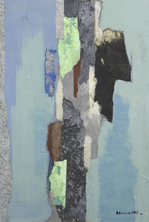 Collage, Paul Horiuchi: Paul Horiuchi (American, 1906-1999), "Reflection," 1974, casein collage on board, signed lower right, titled, dated and signed verso, sight: 18"h x 12.5"w, overall (with frame): 24.25"h x 18"w