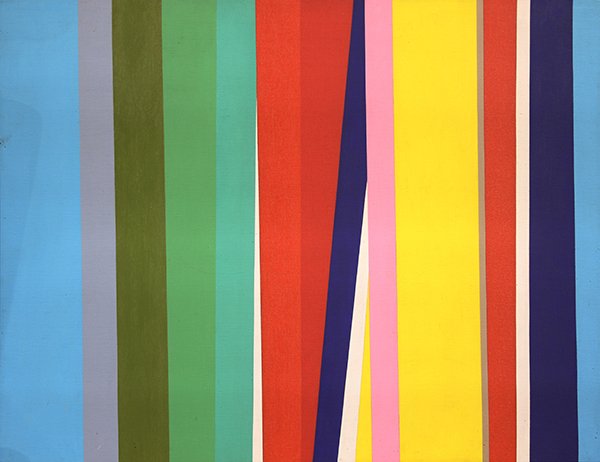 Painting, Jay Rosenblum: Jay Rosenblum (American, 1933-1989), "Tricorn VI," 1970, acrylic on canvas, signed, titled and dated verso, canvas: 28"h x 36"w, overall (with frame): 29"h x 35.5"w