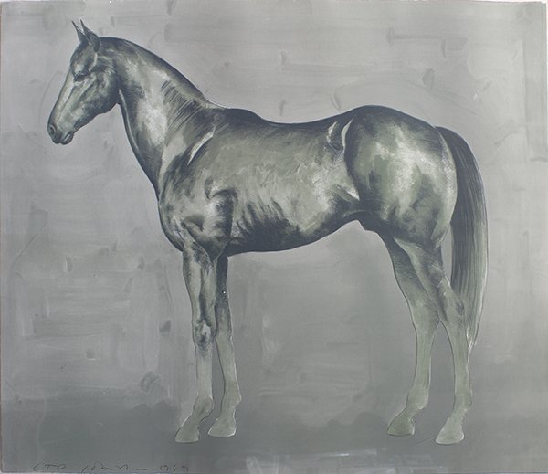 Print, John Nava: John Nava (American, b. 1947) "Thoroughbred," 1989, lithograph, pencil signed and dated lower left, Adventures Gallery label (San Francisco, CA) affixed verso, sheet: 29"h x 34"w, overall (with frame)