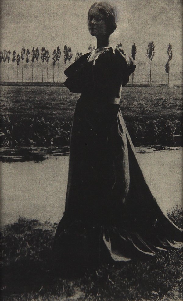 Photograph, Gertrude Kasebier: Gertrude Kasebier (American, 1852-1934), "Standing Woman, Long Dress," 1924, gum bichromate print, unsigned, image/sheet: 7.5"h x 4.75"w, overall (with mat): 22"h x 18"w. Provenance: The Art Institute