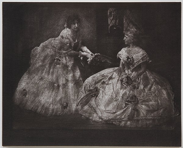 Photograph, Gertrude Kasebier: Gertrude Kasebier (American, 1852-1934), "Two Ladies in Formal Wedding Dress," circa 1906, gum bichromate print, unsigned, image/sheet: 9"h x 11.25"w, overall (with mat): 16"h x 20"w. Provenance: The 