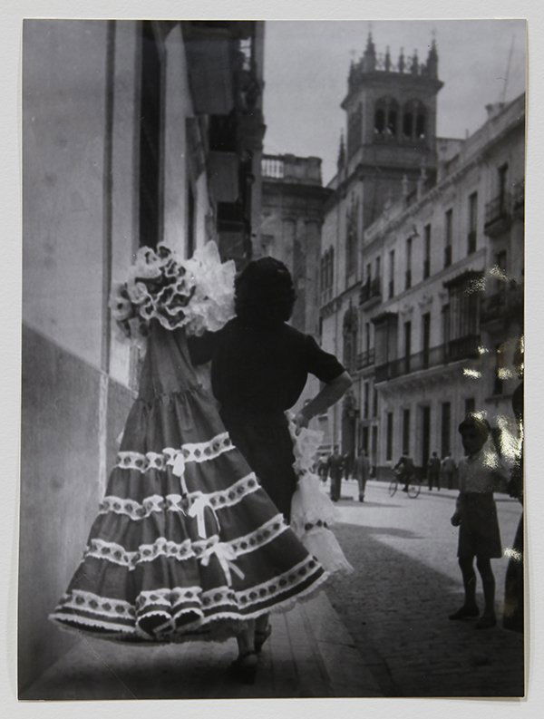 Photograph, Brassai: Brassai (French, 1899-1984), "Robe A Volants Pour Feria A Seville," 1951, gelatin silver print, Brassai copyright stamp verso, image/sheet: 11.5"h x 8.75"w, overall (with mat): 20"h x 16"w. Provenance