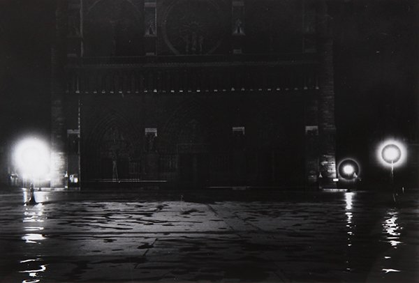 Photograph, Andre Kertesz: Andre Kertesz (American/Hungarian, 1894-1985), "Paris, Notre Dame at Night," 1925, gelatin silver print, pencil signed verso, later reprint (1970s), image: 6.75"h x 9.75"w, sheet: 8"h x 10"w, overall
