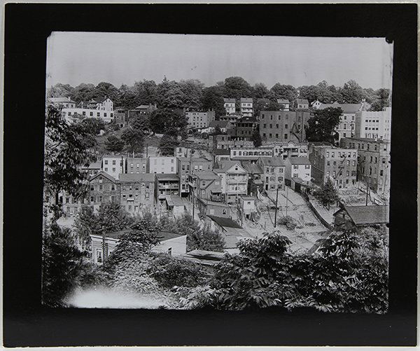 Photography, Walker Evans: Walker Evans (American, 1903-1975), "View of Ossining, New York," 1930, gelatin silver print, artist name stamp verso, image: 6.5"h x 8.5"w, sheet: 8"h x 10"w, overall (with mat): 14"h x 18"w. Provena