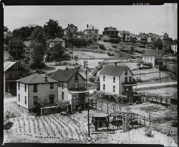 Photograph, Walker Evans: Walker Evans (American, 1903-1975), "Residential Area, Morgantown, West Virginia," 1935, gelatin silver print, artist name stamp verso, image: 7.5"h x 9.5"w, sheet: 8.25"h x 10"w, overall (with mat):