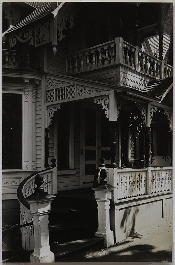 Photograph, Walker Evans: Walker Evans (American, 1903-1975), "19th Century Gingerbread House, Oak Bluffs, Massachusetts," circa 1931, gelatin silver print, artist name stamp and titled verso, image/sheet: 6.5"h x 4.5"w, overa